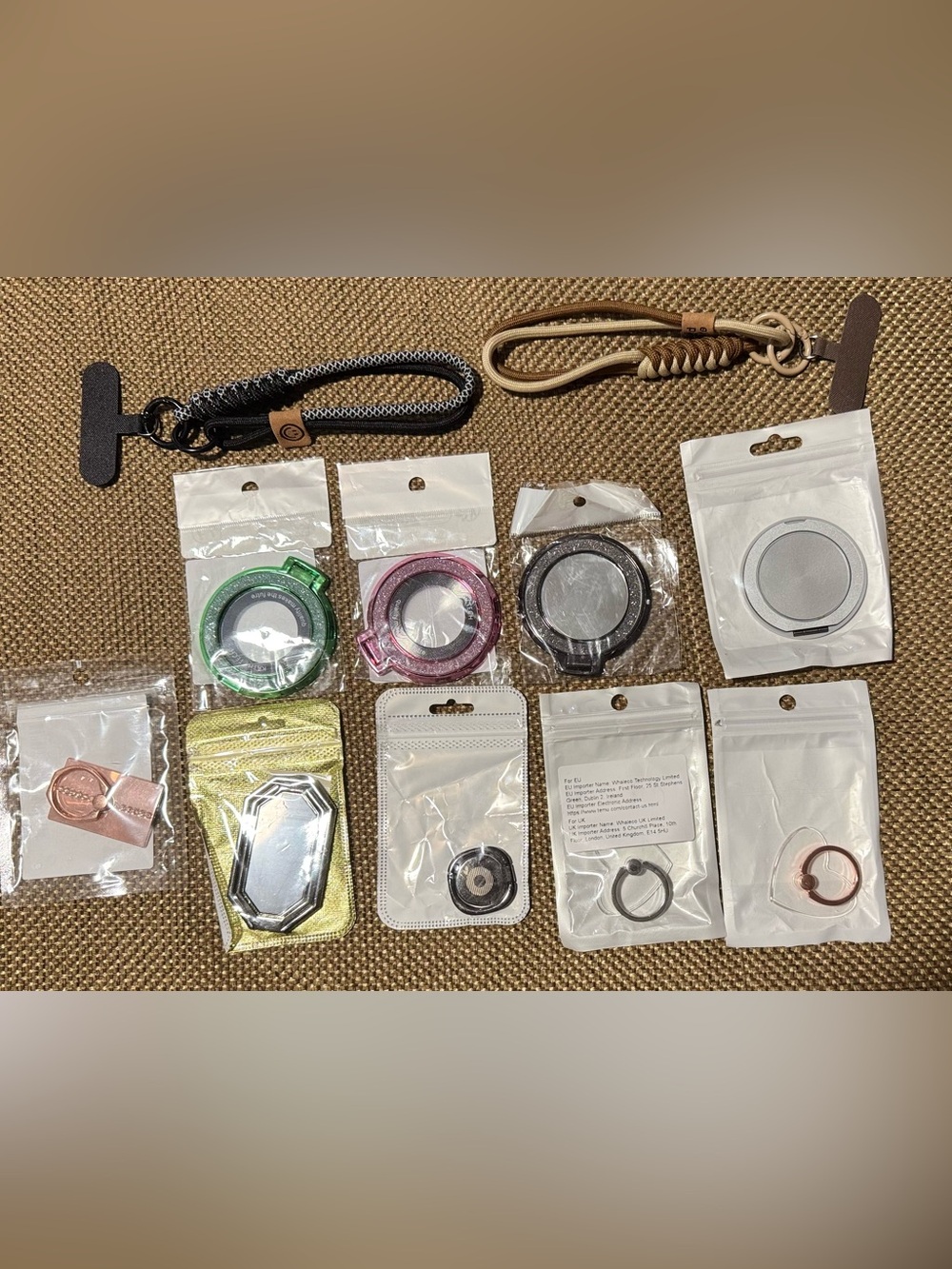 11 Universal Phone Ring Holder with Glitter Finish and Wrist Holders.